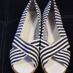 Navy & White Stripe Wedges