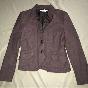 Zara Basic Blazer Linen Blend Brown 6 Career