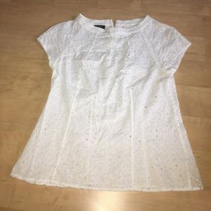 Talbots white lace short sleeve top
