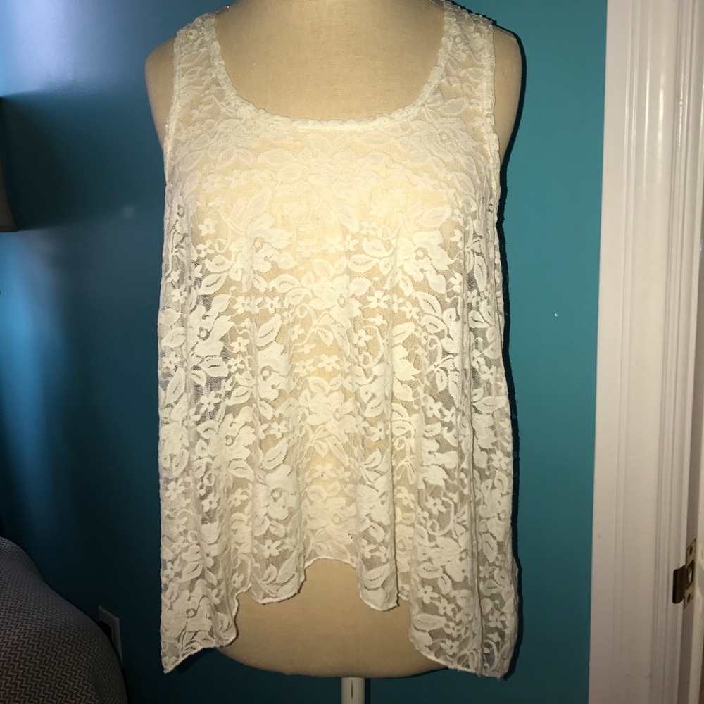 Lacey cream tank top
