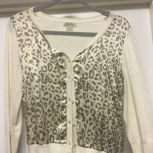 Ivory leopard print crop cardigan