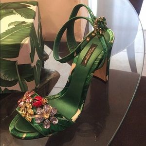 Dolce and Gabbana Banana Palm Leaf Heel Sandal