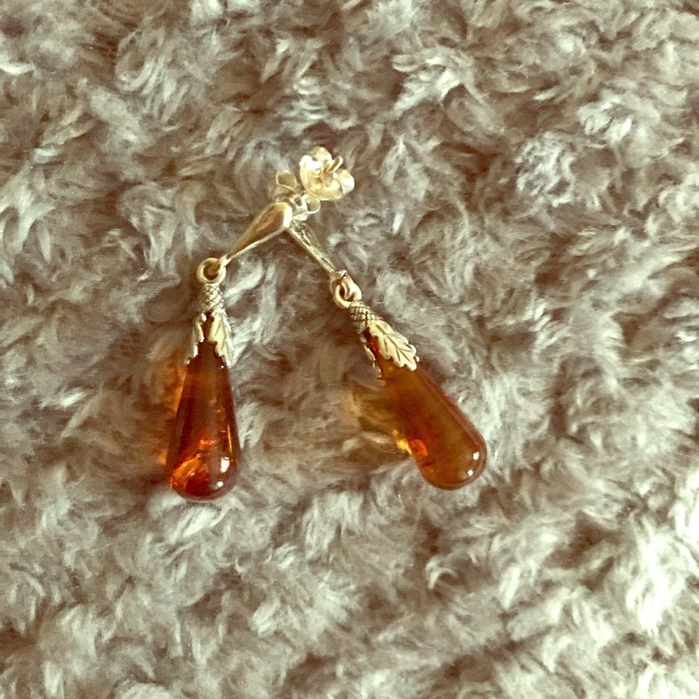 Dangle Earrings with Amber