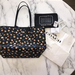 Coach floral reversible tote