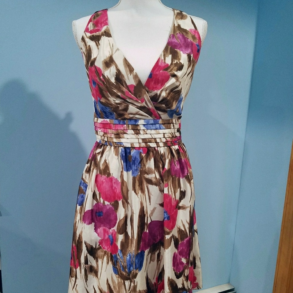 Eliza J Foral Watercolor Fit&Flare Pocket dress