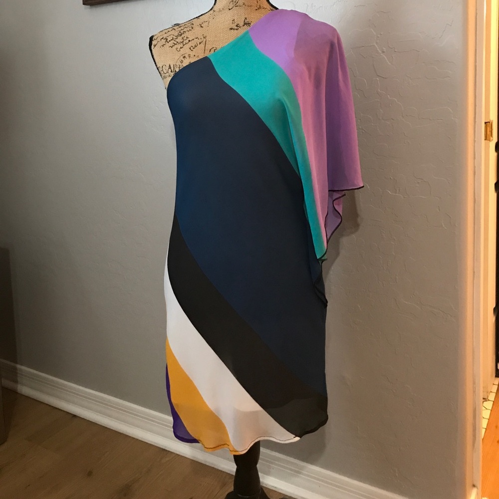 Stripe off the shoulder dress