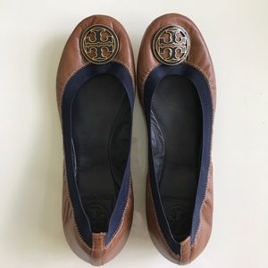 Tory Burch Jolie Flats | Tan and Navy