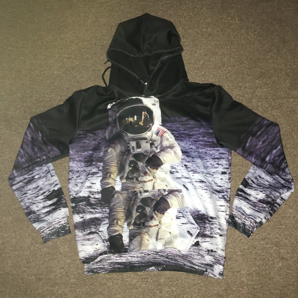 Astronaut Printed Pullover Hoodie