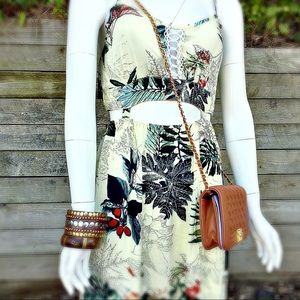 Palm Crop Top Maxi Dress