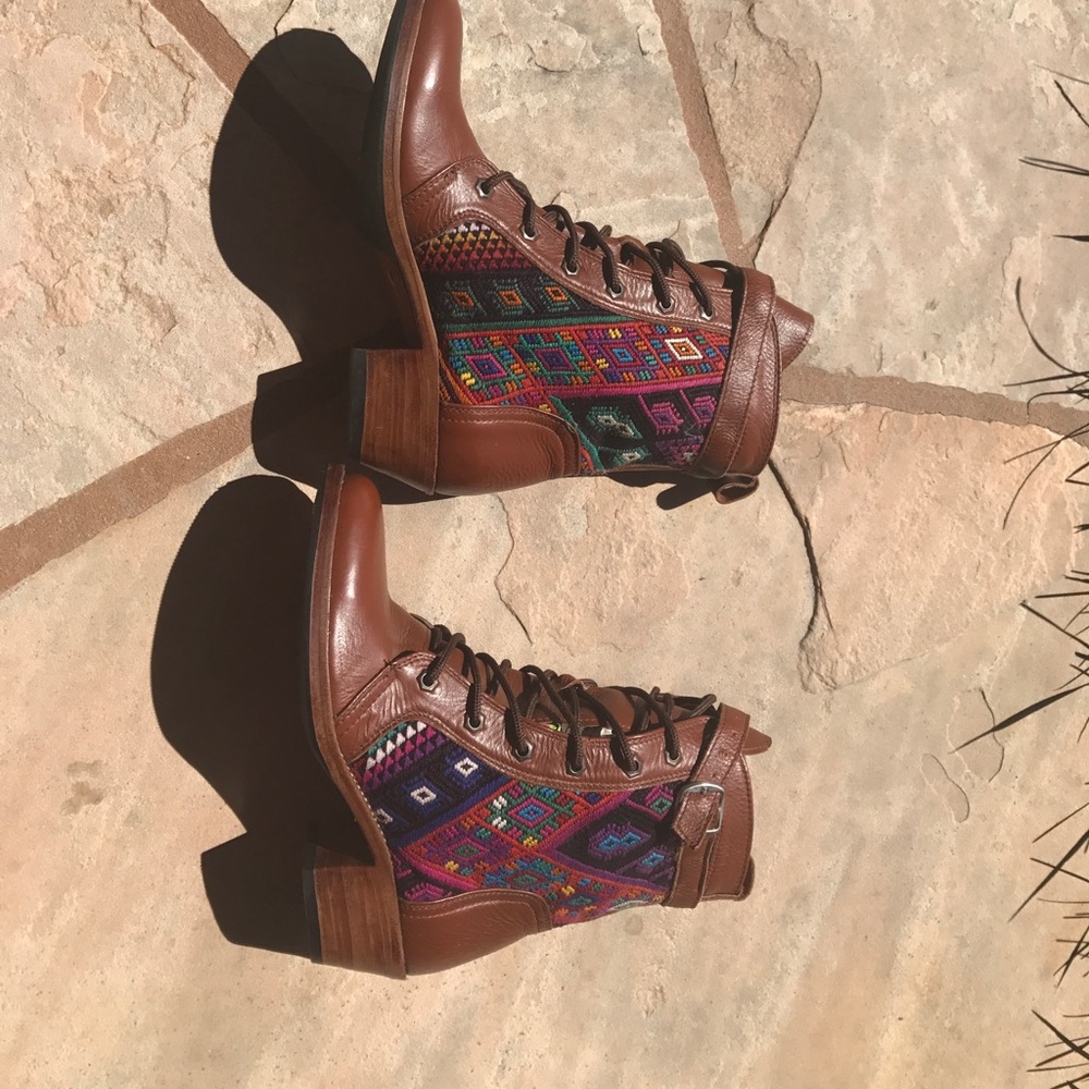 Real leather and fabric boots size 36