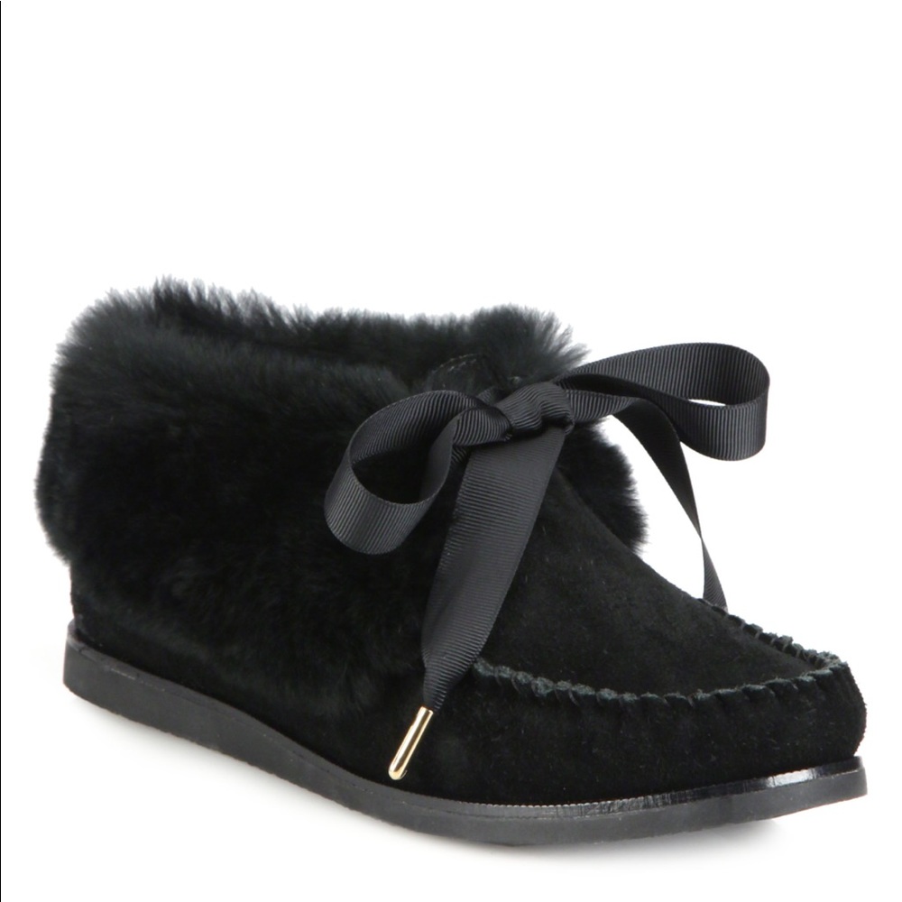 Tory Burch Aberden Suede Rabbit Fur shoes