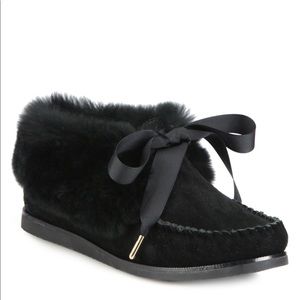 Tory Burch Aberden Suede Rabbit Fur shoes