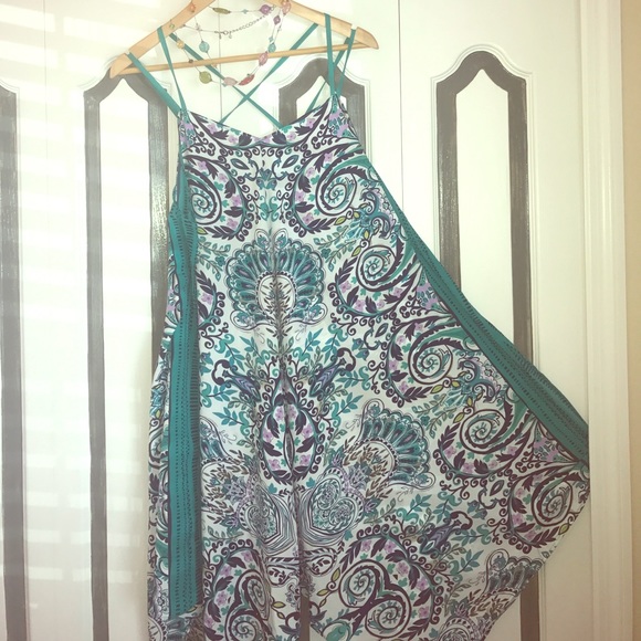 Boutique Paisley kerchief dress w/ crossed straps - Picture 1 of 4