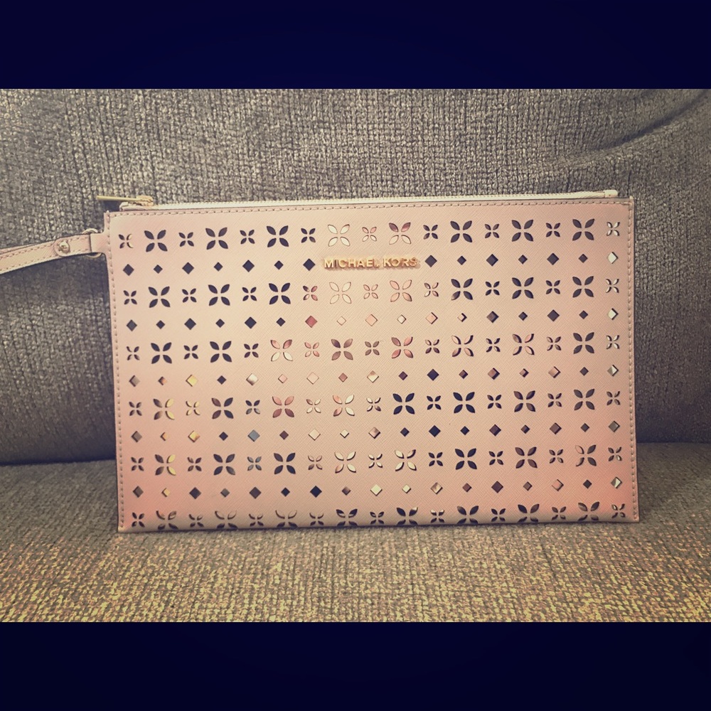 XL Michael Kors perforated leather clutch! RARE!