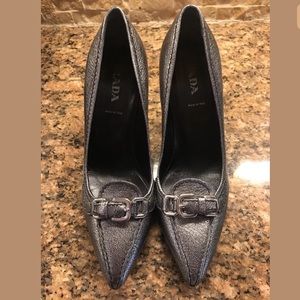 Silver Gray Prada Pumps