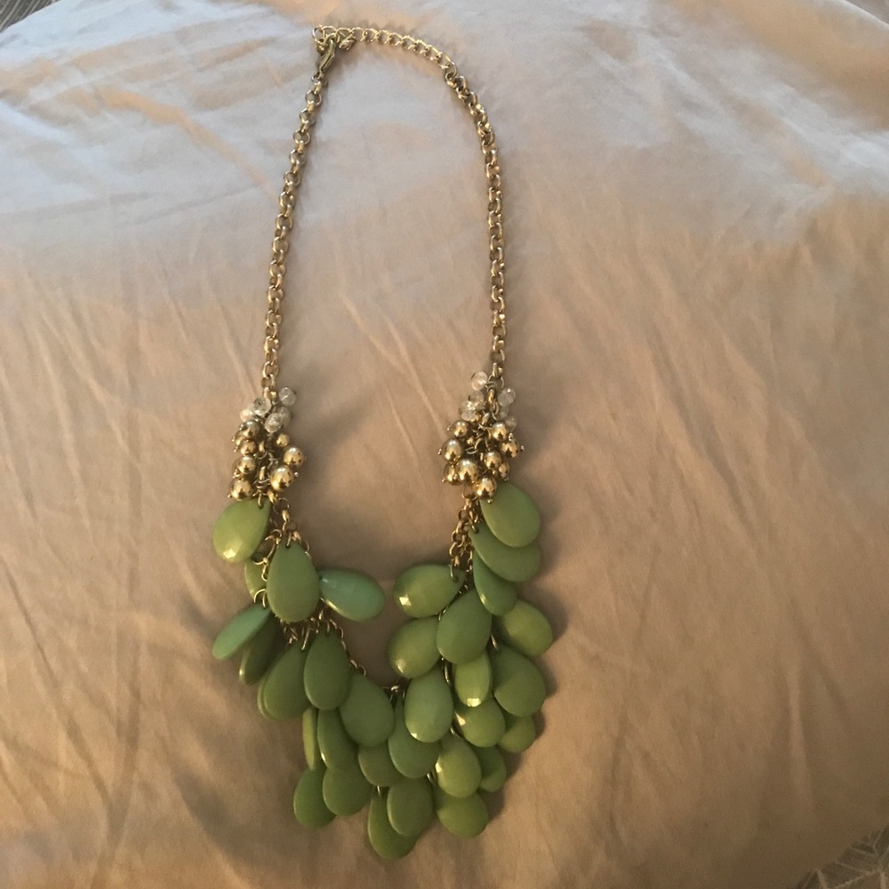 Faceted Green Beaded Statement Necklace - image 3