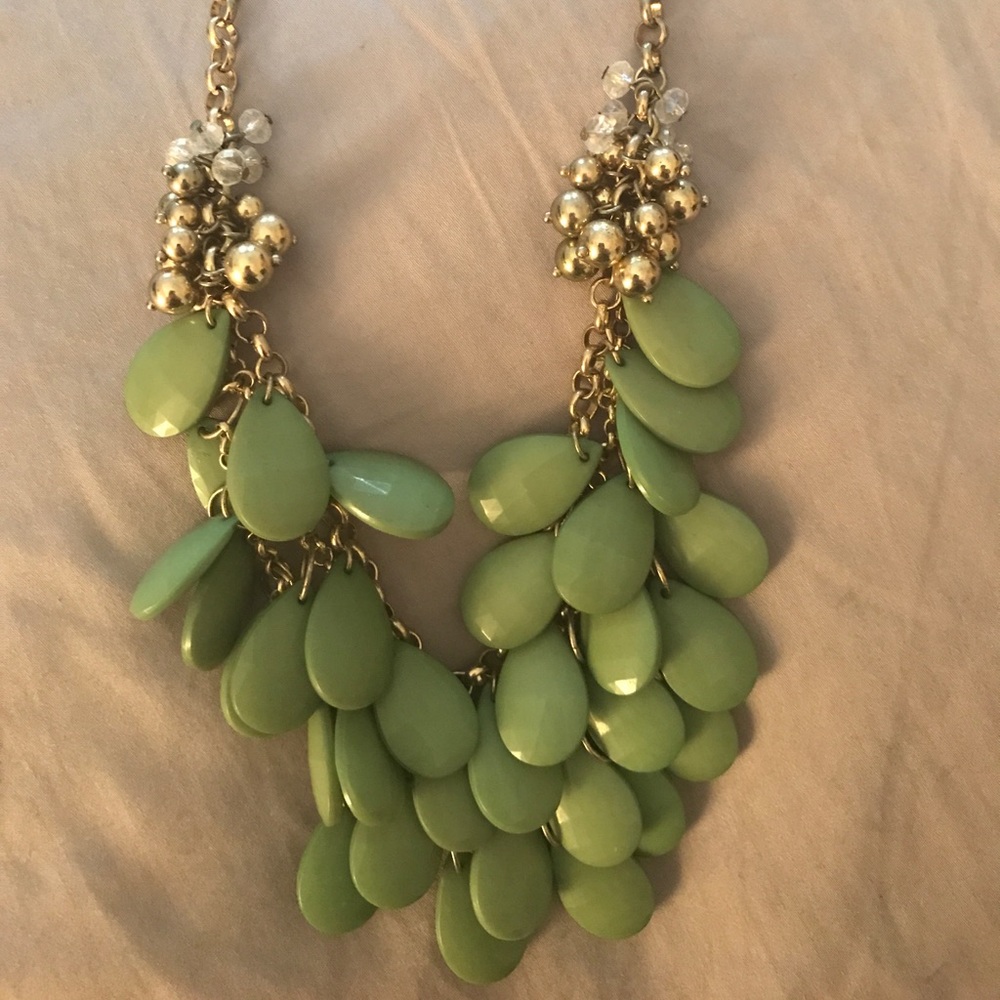 Faceted Green Beaded Statement Necklace - image 2