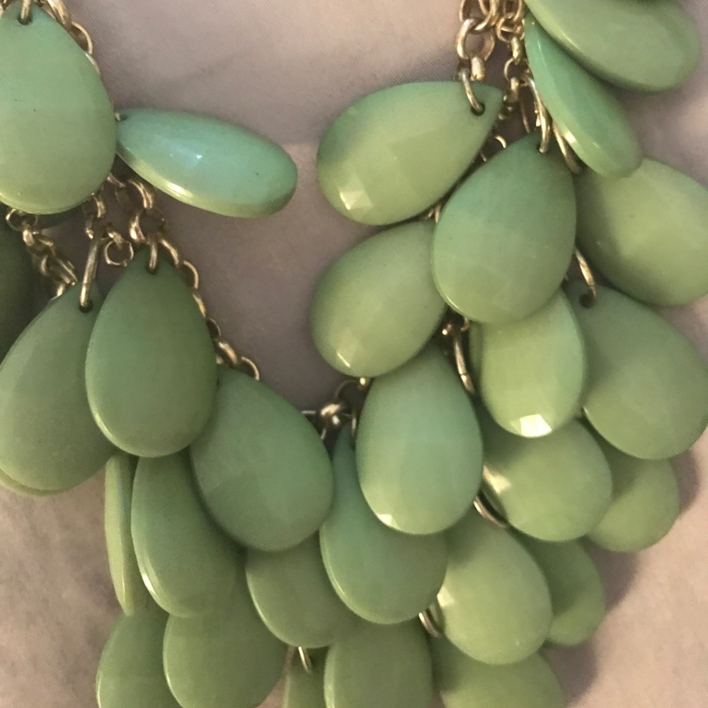 Faceted Green Beaded Statement Necklace - image 4