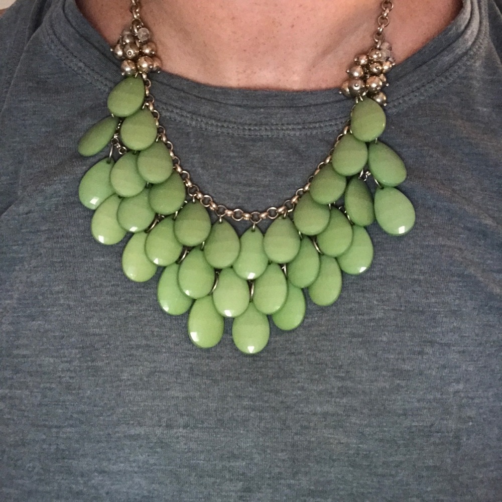 Faceted Green Beaded Statement Necklace - image 1