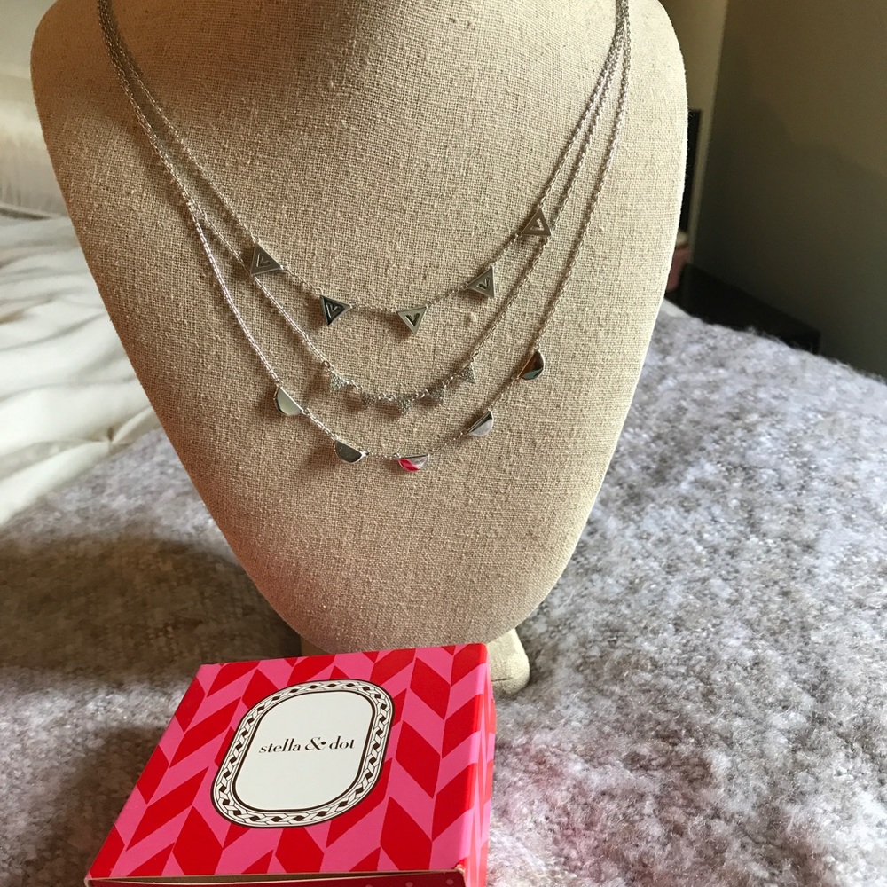 Silver Pave Chevron Necklace