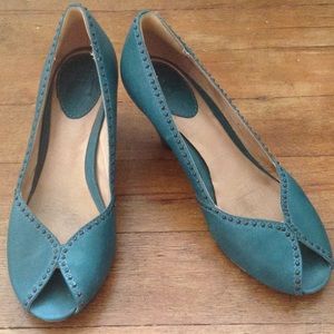 Frye Maya Vintage Stud teal heels