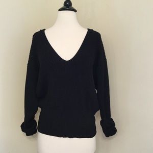 Free People Black V-Neck Sweater NWOT size S