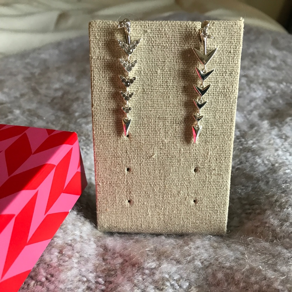 Silver Pavé ear drop earrings