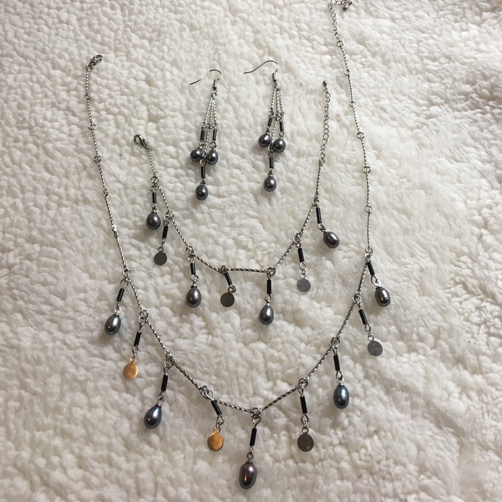 GENUINE Grayish purple Fresh Water Pearls -1 set