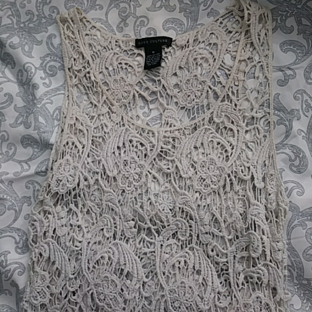 Love culture lace tank top.