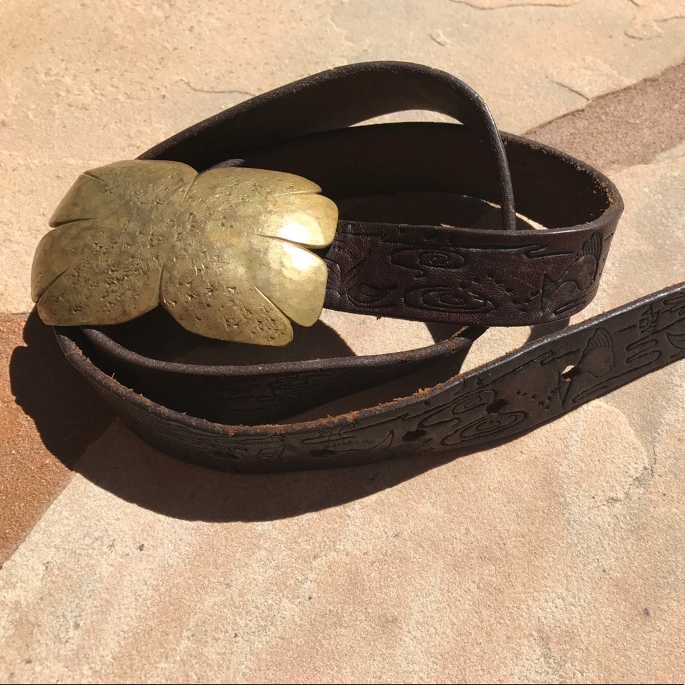 Petite handmade brown leather belt