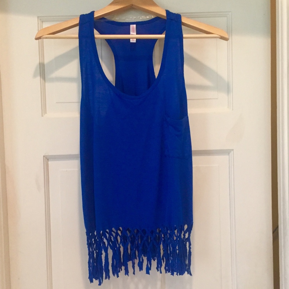 Blue Fringe Tank