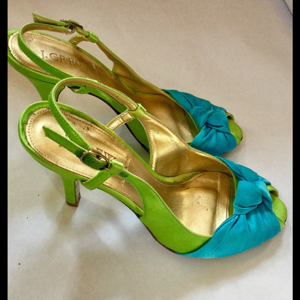 J. CREW Satin Peep Toe Heels Made In Italy Size 7