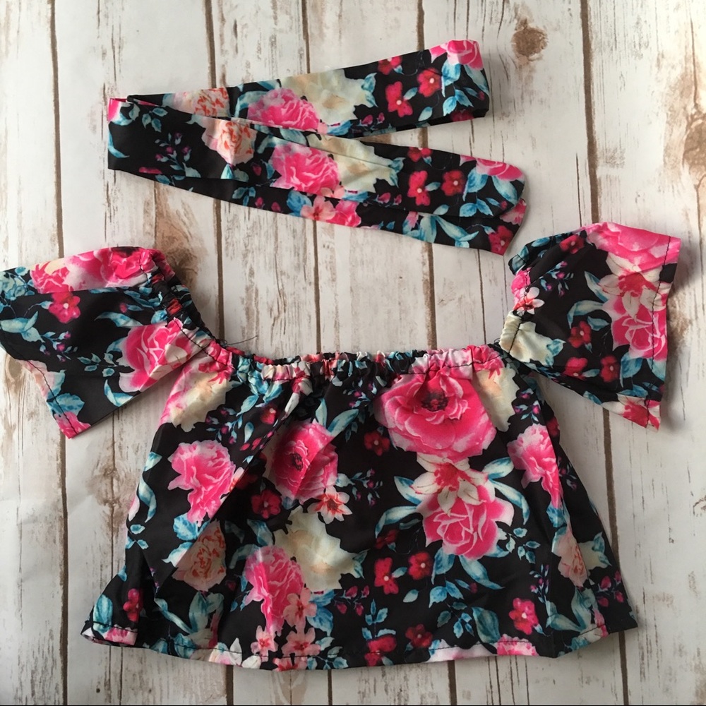Floral crop top & matching headband