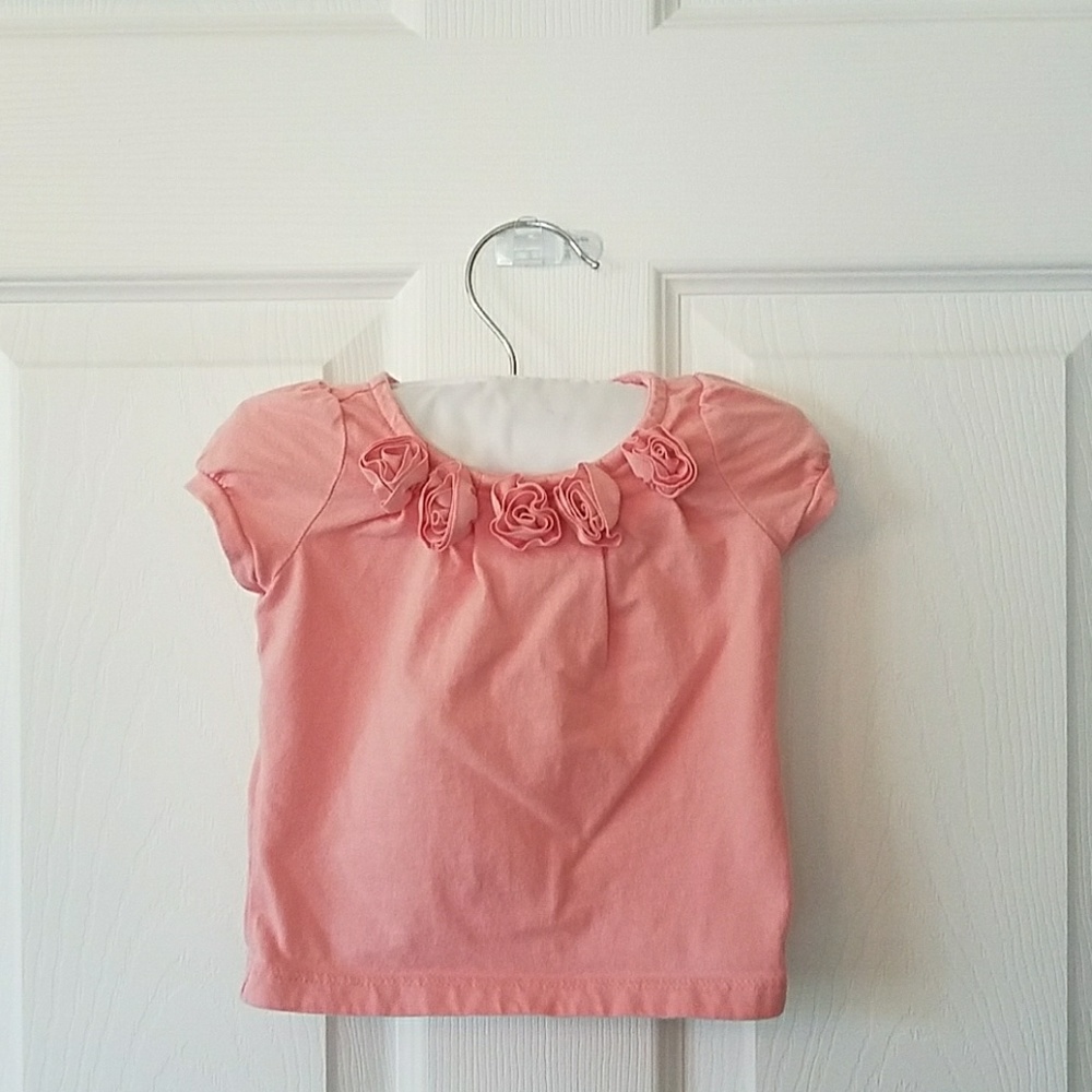 Janie and Jack Girls 3 to 6 month pink rosette top