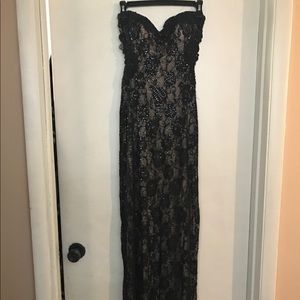 black lace prom dress