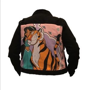 Custom black denim jacket