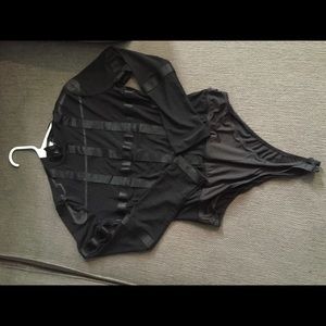 Black caged sheer bodysuit