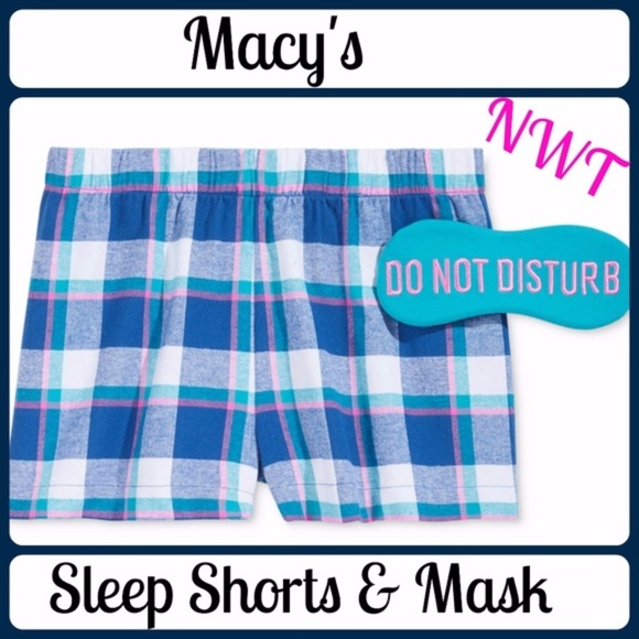 Sz L NEW Flannel Boxer Pajama Short & Eye Mask Set - Picture 4 of 4