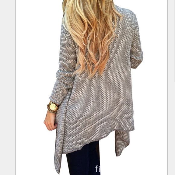 Loose knit beige open cardigan sweater - Picture 4 of 4