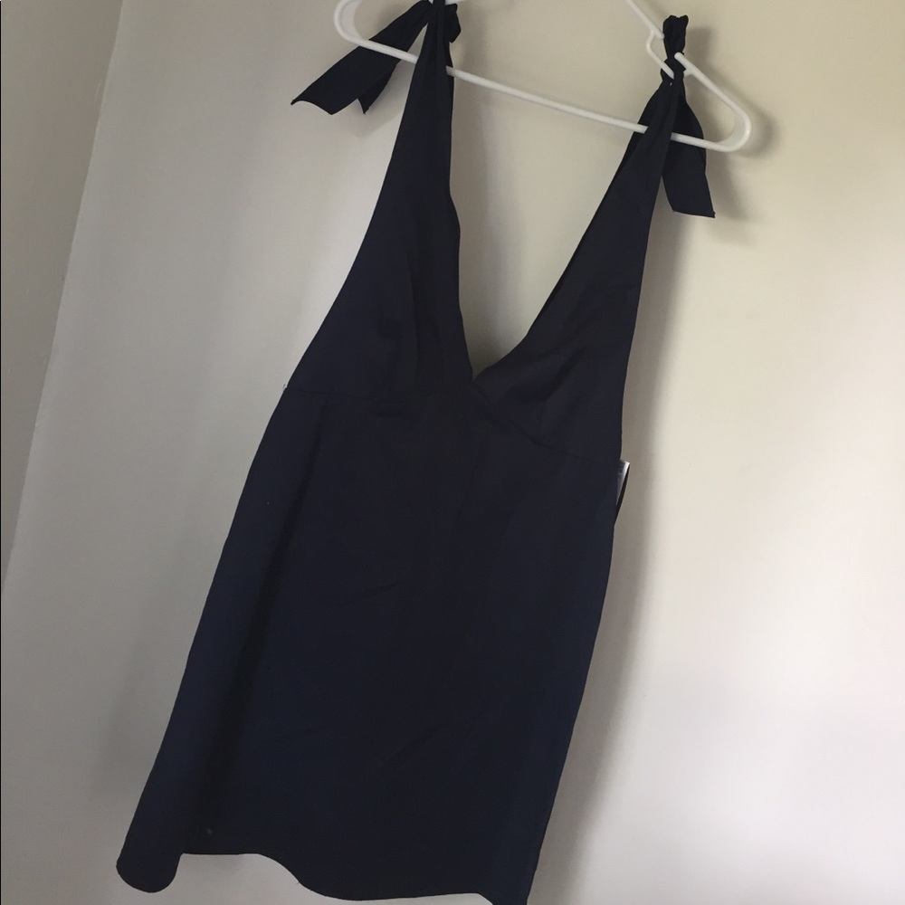 Zara Tie-up Strap Navy Dress