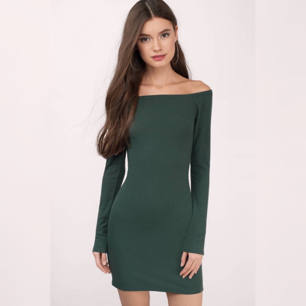 Green off the shoulder dress