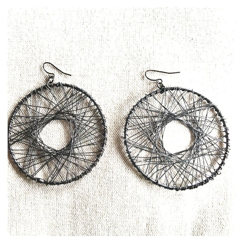 ~woven wire~ edgy gunmetal wire earrings