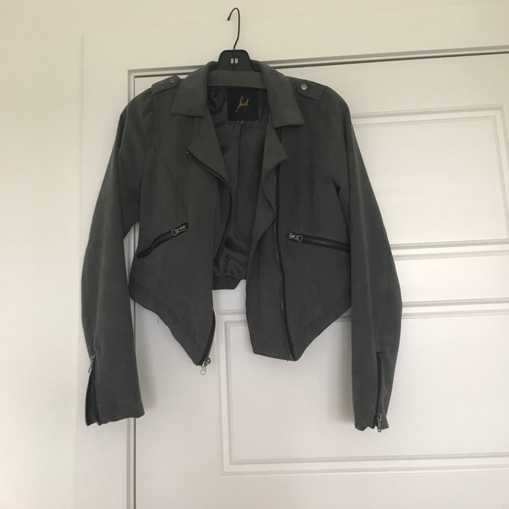 Cropped faux suede jacket