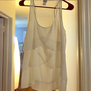 White scalloped layered tank