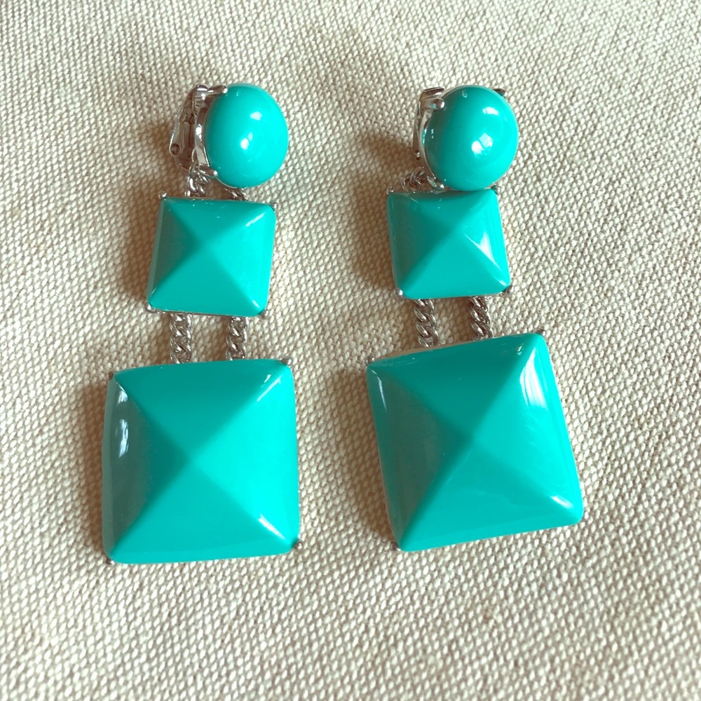 ~fabulous~ retro turquoise silver clip earrings