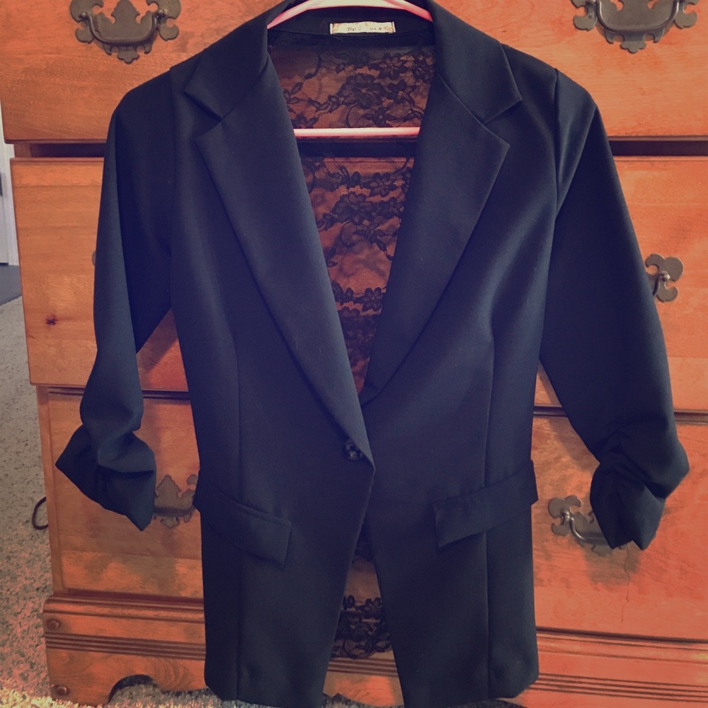 Black lace back blazer