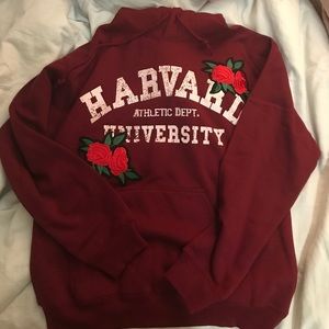 Harvard rose embroidered hoodie