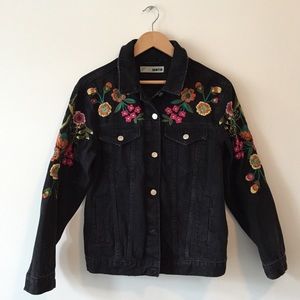 Topshop Embroidered Denim Jacket Topshop Embroidered Denim Jacket