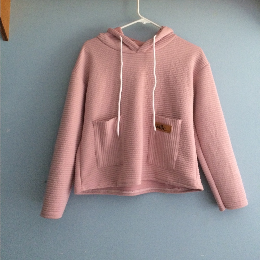Pink Ribbed Sweatshirt