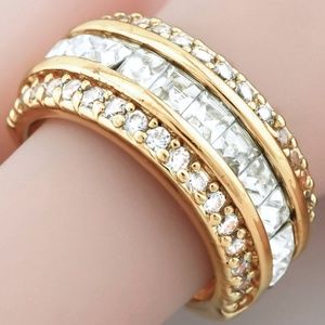 White Sapphire Ring, Yellow Gold Filled, size 8